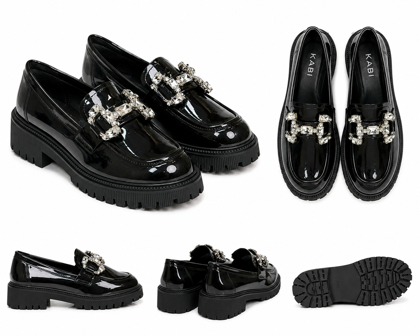 Black KABI Premium Wet-Look Chunky Loafers